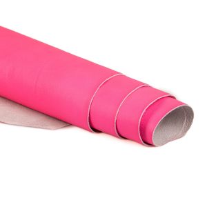 Pravá přírodní hovězí kůže / hovězina SKINITO reflexní růžová, tloušťka 1,4 - 1,6 mm, ve střihu po A4 