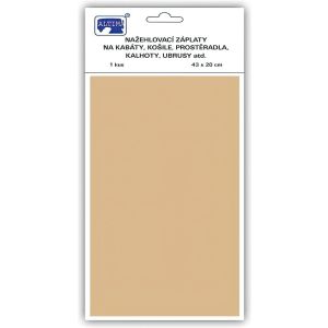Klasická nažehlovací záplata, textilní bavlněná s nánosem polyetylenu 731-06, režná, 43x20cm