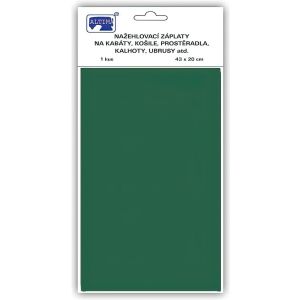 Klasická nažehlovací záplata, textilní bavlněná s nánosem polyetylenu 731-65, tmavě zelená, 43x20cm