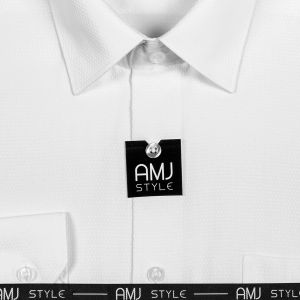 Pánská košile AMJ bílá s vetkávaným vzorem VK838, krátký rukáv (regular + slim fit)