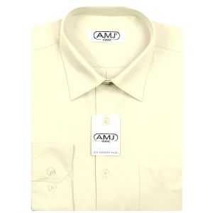 Pánská košile AMJ jednobarevná JD016, smetanová, dlouhý rukáv