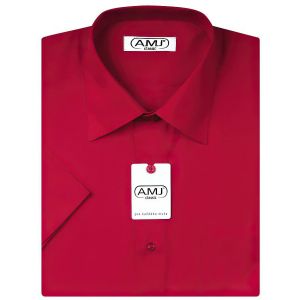 Pánská košile AMJ jednobarevná JK104, červená, krátký rukáv