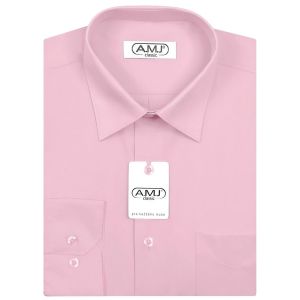 Pánská košile AMJ jednobarevná JDP090, světle fialová, dlouhý rukáv, prodloužená délka