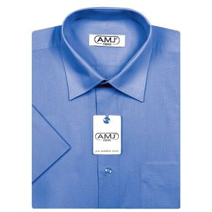 Pánská košile AMJ jednobarevná JK089, modrá, krátký rukáv