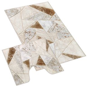 Koupelnová souprava 3D FOTOTISK DLAŽBA BÉŽOVÁ, 100x60cm (předložka) + 50x60cm (na WC)