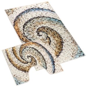 Koupelnová souprava 3D FOTOTISK OBLÁZKY BÉŽOVÉ, 100x60cm (předložka) + 50x60cm (na WC)