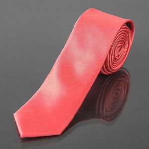 Kravata pánská AMJ úzká jednobarevná KI0040, tmavě lososová