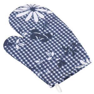 Kuchyňská chňapka DITA 410, MODRÁ KOSTIČKA S KVĚTEM, 28x18cm