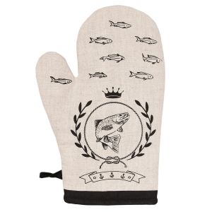 Kuchyňská chňapka KRÁLOVSKÁ RYBA, režná / černá, 28x18cm