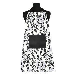 Kuchyňská zástěra 2001 LÍSTKY, bílo-černá, 60x80cm