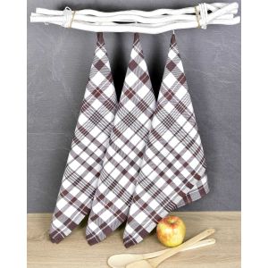 Kuchyňské utěrky EGYPTSKÁ BAVLNA BELLA BROWN, hnědé káro, 3 kusy, 50x70cm