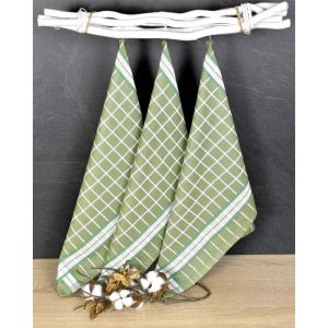 Kuchyňské utěrky EGYPTSKÁ BAVLNA PERLA GREEN, zelená kostka, 3 kusy, 50x70cm