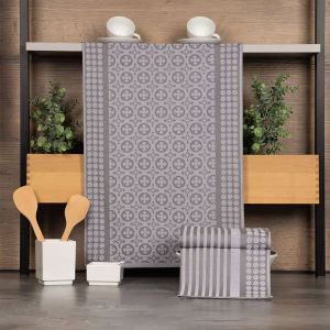 Kuchyňské utěrky EGYPTSKÁ BAVLNA U02 ŠEDÁ, ornamenty, 3 kusy, 50x70cm