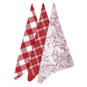 Kuchyňské utěrky LEAF ČERVENÁ, lístky 3 kusy, 45x70cm