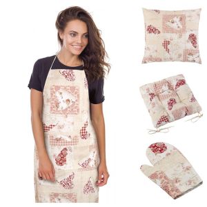 Kuchyňský set EMA 511, PATCHWORK SRDCE RŮŽOVÉ (více možností)