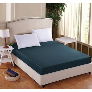 Luxusní napínací mako-jersey prostěradlo s lycrou DELUXE 180x200cm / 30cm elastické, petrolejové