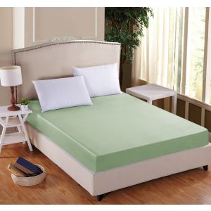 Luxusní napínací mako-jersey prostěradlo s lycrou DELUXE 180x200cm / 30cm elastické, pistáciové