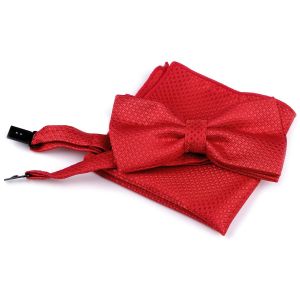 Motýlek pánský s kapesníčkem 870587/3 vzorovaný, červený / kostičky