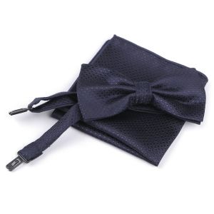 Motýlek pánský s kapesníčkem 870587/4 vzorovaný, tmavě modrý / kostičky