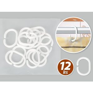 Náhradní kroužky na koupelnový, sprchový závěs, sada 12 kusů