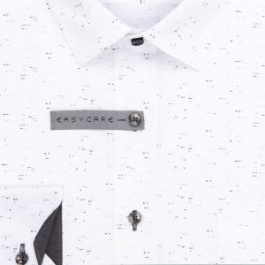 Pánská košile AMJ bavlněná, bílá černě žíhaná, VDBR1315, dlouhý rukáv (regular + slim-fit + prodloužený slim-fit)