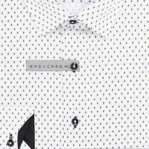 Pánská košile AMJ bavlněná, bílá vzorovaná, VDBR1317, dlouhý rukáv (regular + slim-fit + prodloužený slim-fit)