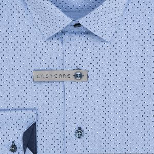 Pánská košile AMJ bavlněná, modrá vzorovaná, VDBR1295, dlouhý rukáv, regular fit