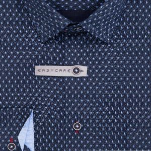 Pánská košile AMJ bavlněná, tmavě modrá se světle modrými tečkami a vzory, VDBR1316, dlouhý rukáv (regular + slim-fit)