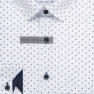 Pánská košile AMJ bavlněná, bílá s tmavě modrými tečkami VDBR1416, dlouhý rukáv (regular + slim-fit + prodloužená délka)