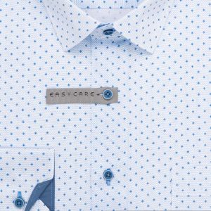 Pánská košile AMJ bavlněná, bílá s modrými kvítky a tečkami VDBR1417, dlouhý rukáv (regular + slim-fit + prodloužený slim-fit)