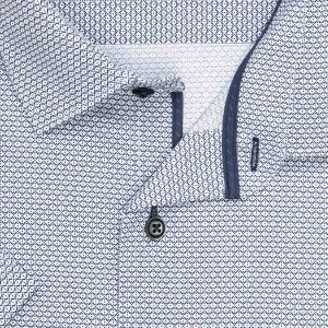 Pánská košile AMJ bavlněná, bílá, tmavě modře síťovaná, VKBR1431, krátký rukáv, (regular + slim fit)