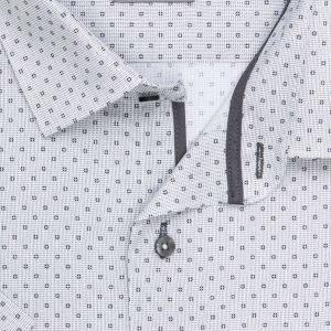 Pánská košile AMJ bavlněná, světle šedá s puntíky / tečkami, VKBR1444, krátký rukáv, (regular + slim fit)