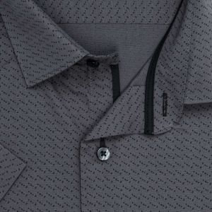 Pánská košile AMJ bavlněná, tmavě šedá s tečkami, VKBR1446, krátký rukáv, (regular + slim fit)