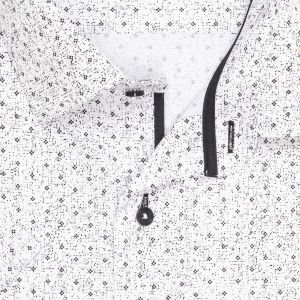 Pánská košile AMJ bavlněná, bílá, černě kropenatá, VKBR1447, krátký rukáv, (regular + slim fit)