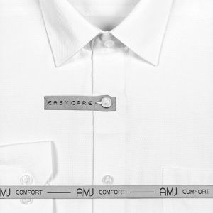 Pánská košile AMJ bavlněná, bílá s vetkávaným vzorem VKB1154, krátký rukáv (regular + slim-fit)