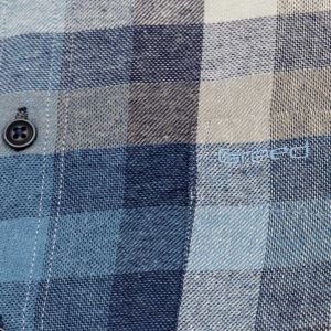 Pánská košile GREED flanelová, modro-béžová károvaná SDF384, dlouhý rukáv, regular fit