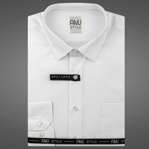 Pánská košile AMJ, bílá s vytkávaným vzorem, VD001, dlouhý rukáv (regular + slim-fit + prodloužený slim-fit)