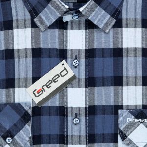 Pánská košile GREED sportovní, modro-bílé károvaná SD385, dlouhý rukáv, regular fit