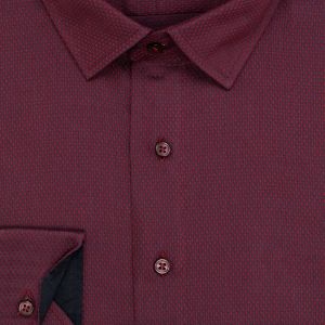 Pánská košile Lui Bentini, vínovo-černá vzorovaná LDS234, dlouhý rukáv, slim fit