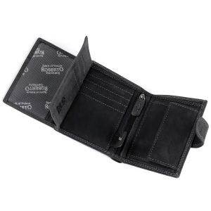 Pánská kožená myslivecká peněženka s RFID ochranou, 870349/16, černá - jelen, matná, 9,5 x 15 x 3,5 cm