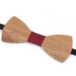 Dřevěný motýlek pánský 770144/6, přírodní, světle hnědý / červená