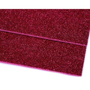 Pěnová guma Moosgummi 20x30cm, 750861 jednobarevná 13 pink růžová, tloušťka 1,9mm, s glitry
