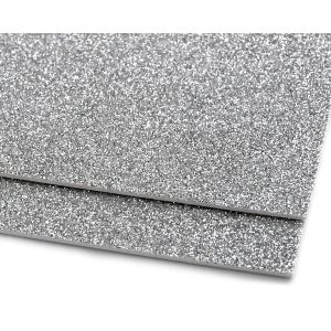 Pěnová guma Moosgummi 20x30cm, 750861 jednobarevná 2 stříbrná, tloušťka 1,9mm, s glitry