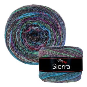 Pletací / háčkovací příze Vlna-Hep SIERRA 7202 modro-fialovo-zelená, melírovaná, efektní 150g/450m