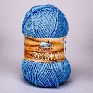 Pletací / háčkovací příze Vlnika ROBIN 8 modrá, jednobarevná, antipillingová, 100g/150m