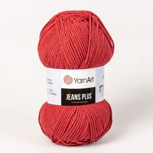 Pletací / háčkovací příze YarnArt JEANS PLUS 51 tmavě červená, jednobarevná, 100g/160m