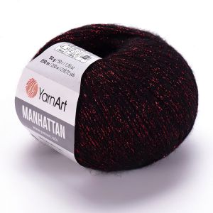 Pletací / háčkovací příze YarnArt MANHATTAN 904 metalická bordó, efektní, 50g/200m