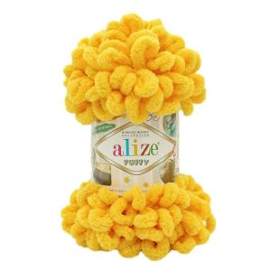 Pletací příze Alize PUFFY 216 žlutá, efektní, 100g/9,2m