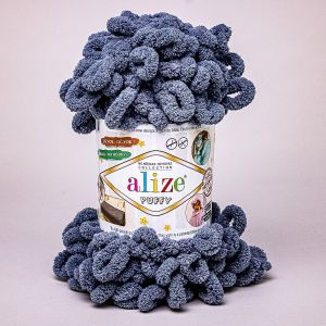 Pletací příze Alize PUFFY 87 šedá, efektní, 100g/9,2m
