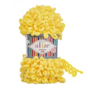 Pletací příze Alize PUFFY FINE 113 žlutá, efektní, 100g/14m